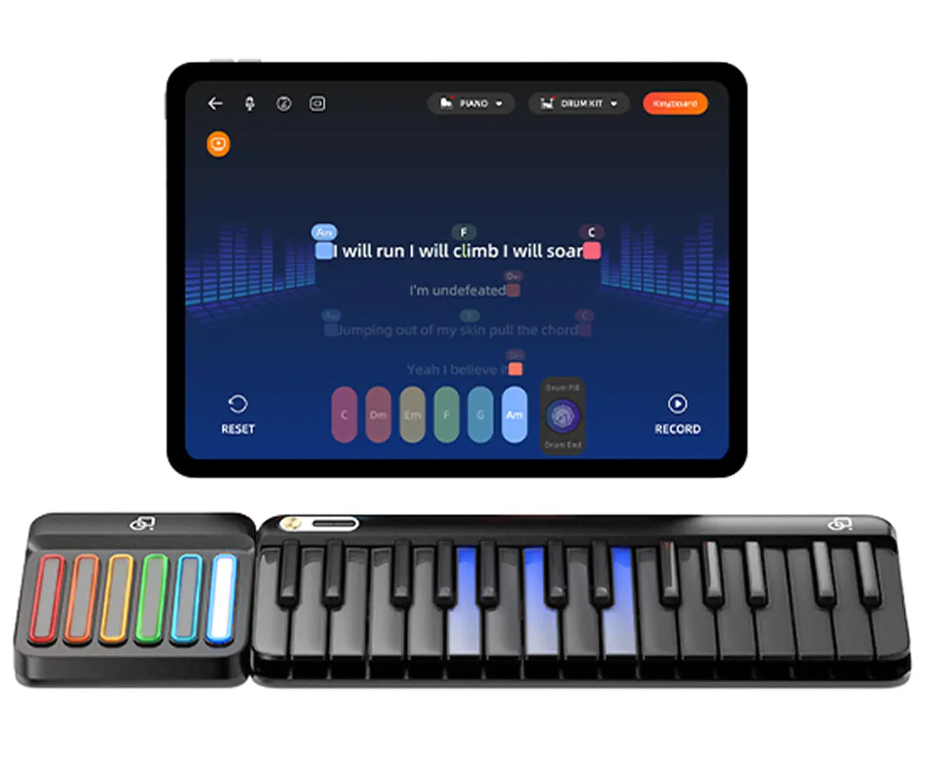 PopuPiano brings your music to life with dynamic lyrics that scroll as you sing, perfectly synced with glowing keys that guide every note. It’s like having your own personal concert—anytime, anywhere.
