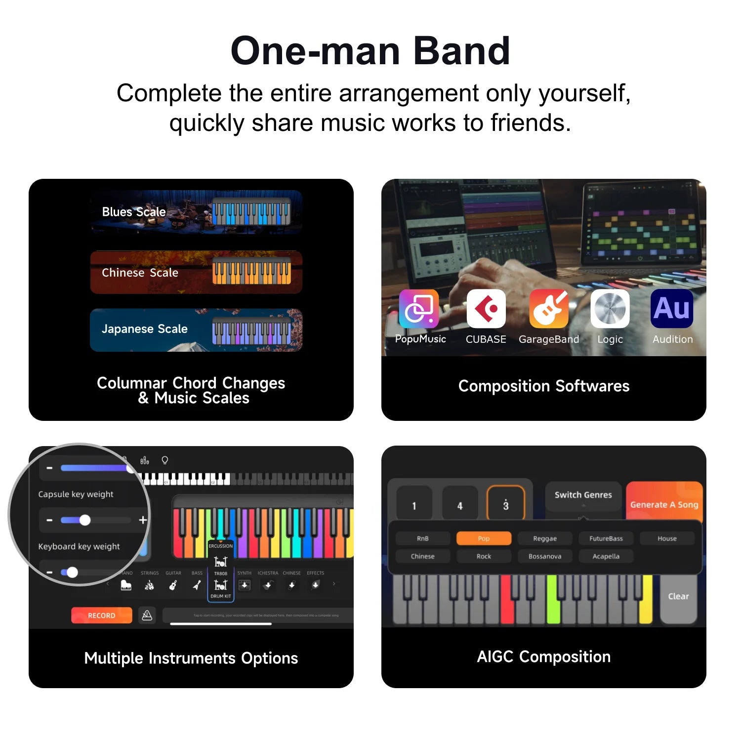 Portable Smart Keyboard - Modular Digital Piano | PopuMusic Portable Smart Keyboard - Modular Digital Piano | PopuMusic